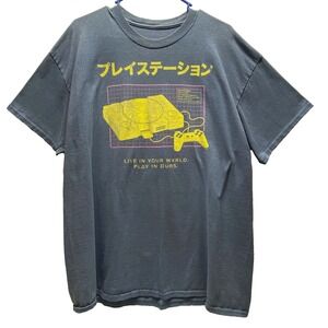 Playstation Graphic T-Shirt Men's XXL Stone Blue PS1 Live in Your World Sony GUC